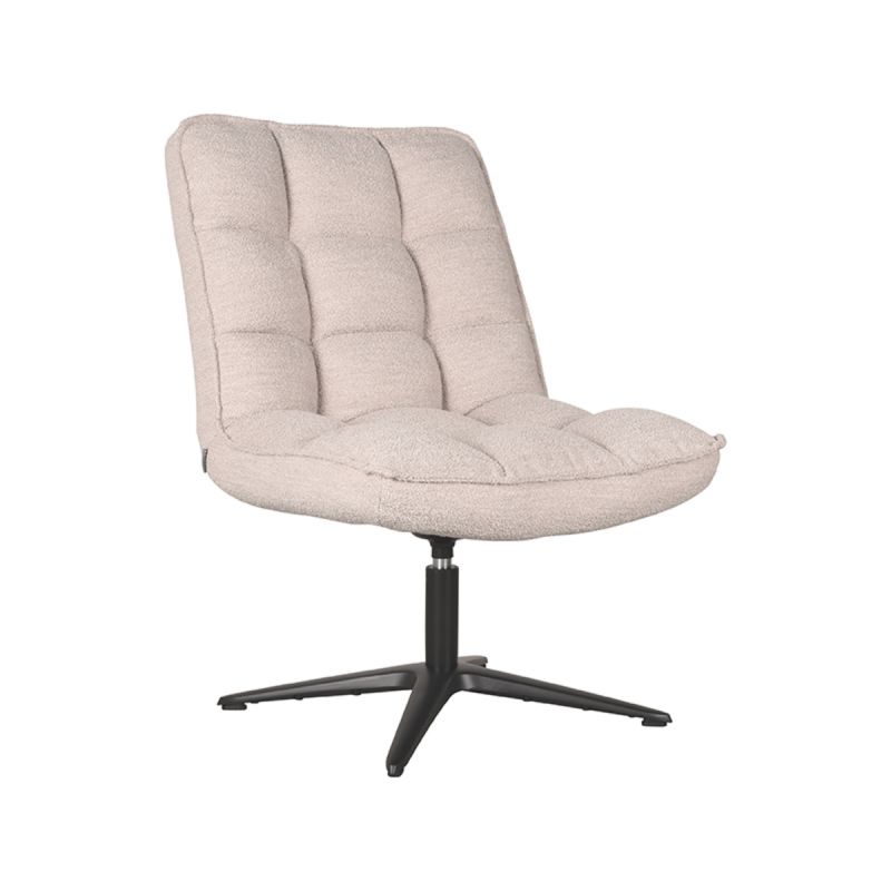 Draaifauteuil Vince 63x74x91 cm Naturel Boucle | Zwart Metaal
