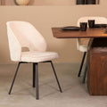 Eetkamerstoel Lewis 52x58x84 cm Creme Elegance | Zwart Metaal