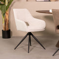 Eetkamerstoel Finley 60x59x91 cm Champagne Boucle | Zwart Metaal