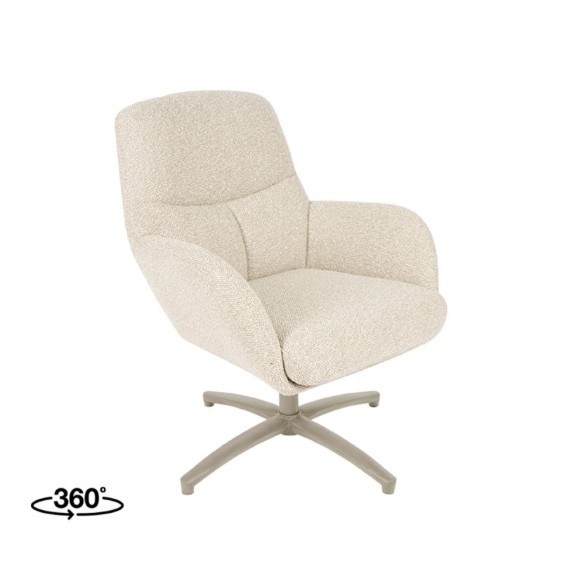 Draaifauteuil Chill Zone 68x73x90 cm Naturel Royal Boucle | Taupe Metaal