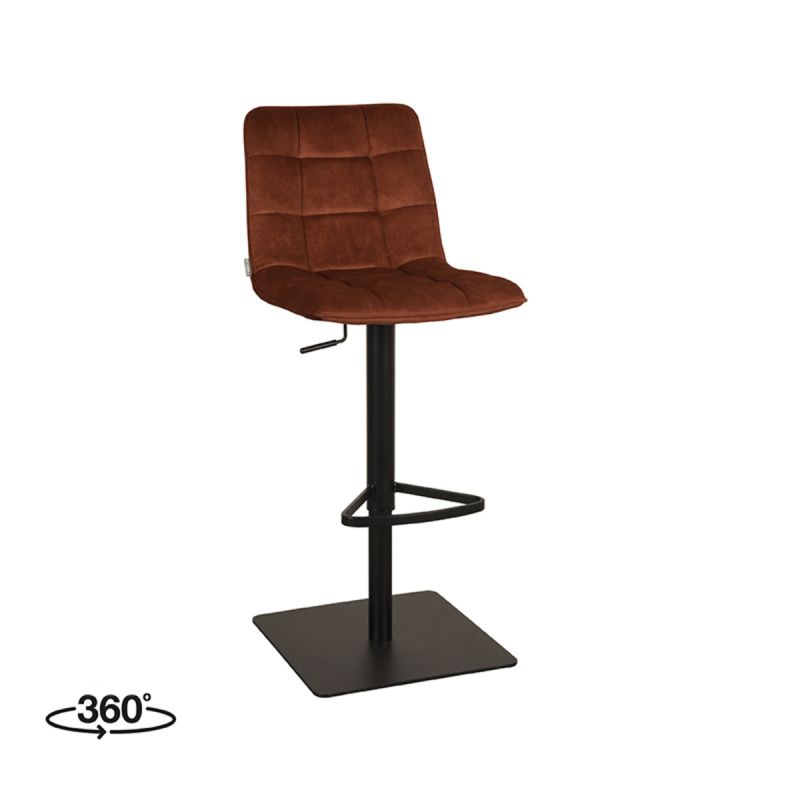 Barkruk Juul 45x56x88-113 cm Rust Velours | Zwart Metaal