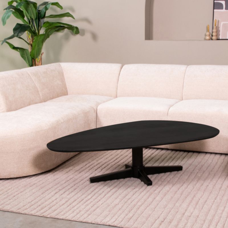 Salontafel Rosie 140x75x36 cm Zwart Mangohout | Zwart Metaal