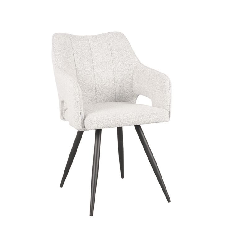 Eetkamerstoel Noud 55x60x87 cm Champagne Boucle | Zwart Metaal