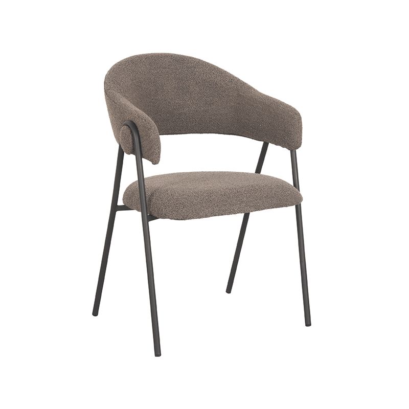 Eetkamerstoel Lowen 58x60x84 cm Bruin Boucle | Zwart Metaal