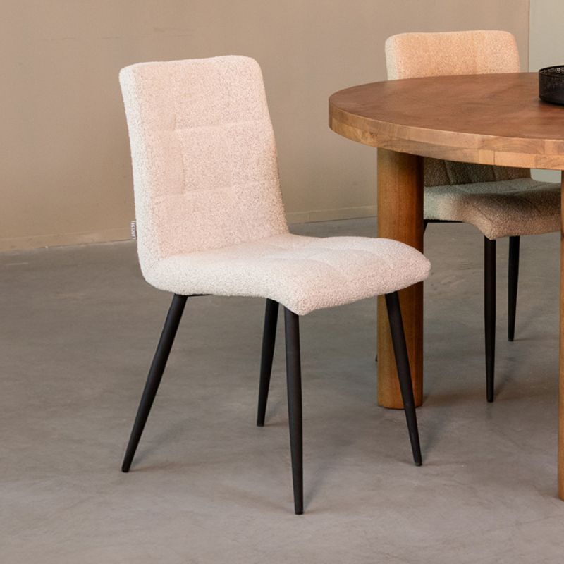 Eetkamerstoel Sam 44x57x86 cm Champagne Boucle | Zwart Metaal