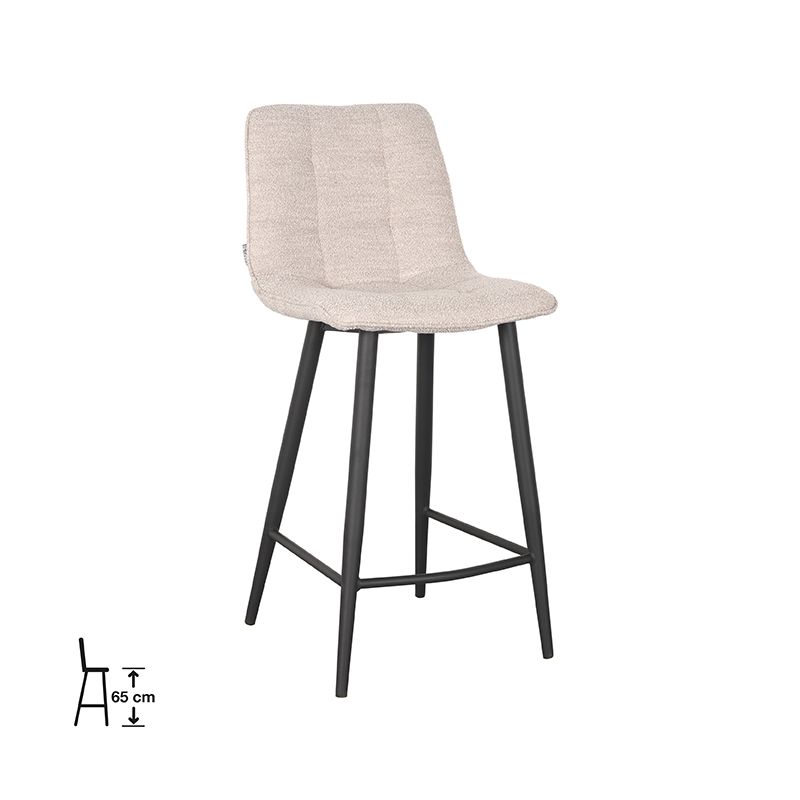 Barkruk Jelt 42x46x92 cm Naturel Boucle | Zwart Metaal