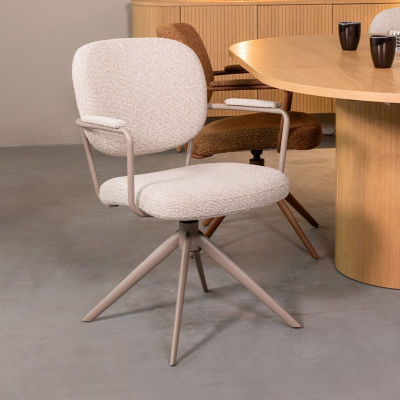 Eetkamerstoel Basel 61x64x89 cm Naturel Royal Boucle | Taupe Metaal