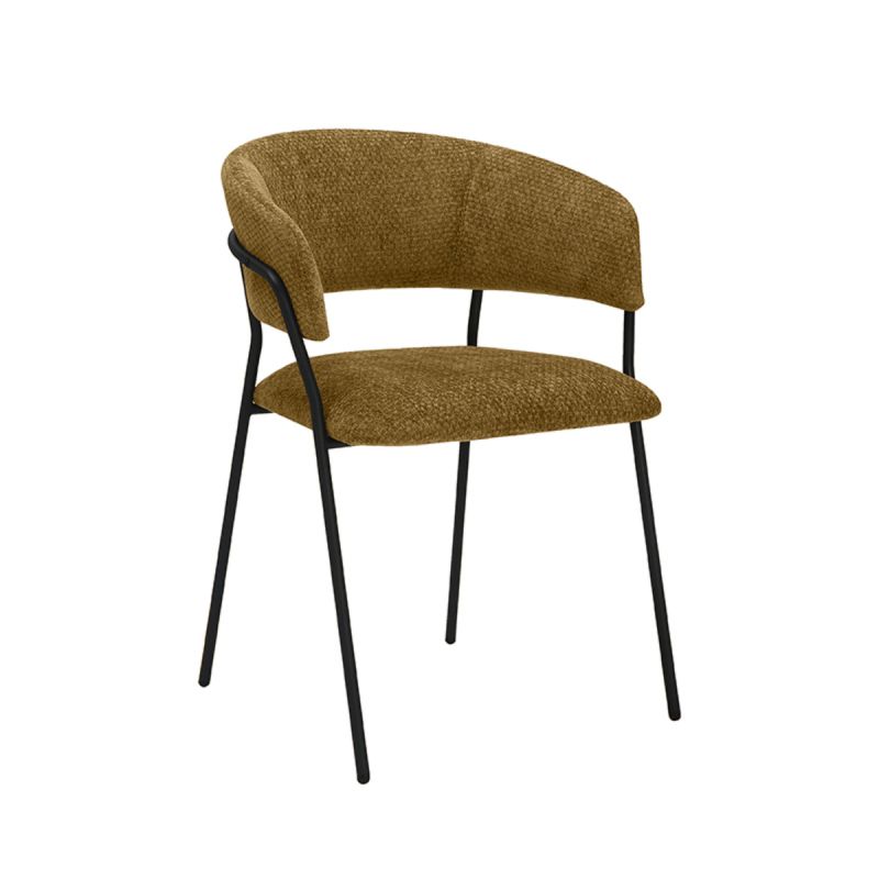 Eetkamerstoel Luuk 58x45x80cm Mustard Elite | Zwart Metaal