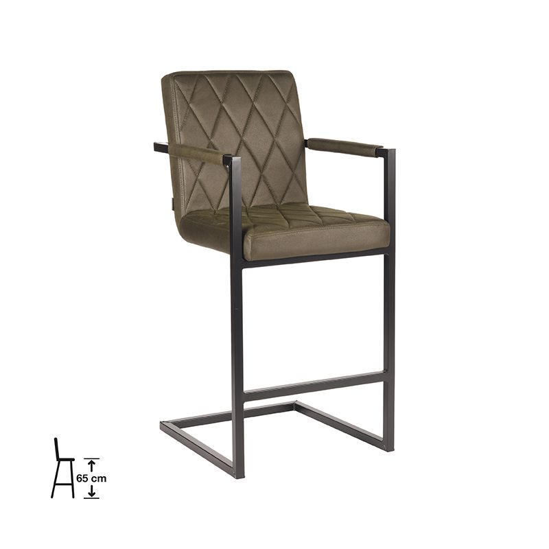 Barkruk Denmark 50x62x103 cm Army Microvezel | Zwart Metaal
