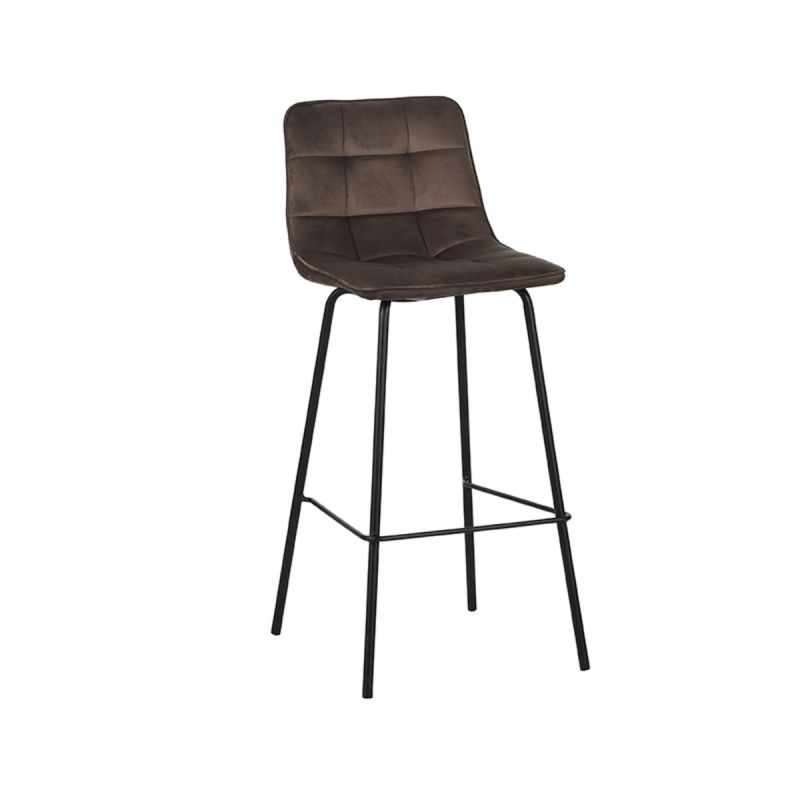 Barkruk Bistro 44x51x105 cm Taupe Fluweel | Zwart Metaal