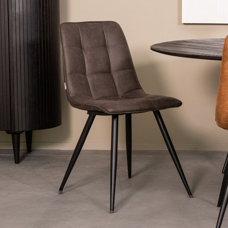 Eetkamerstoel Bistro 46x59x86 cm Antraciet Micro Suede | Zwart Metaal