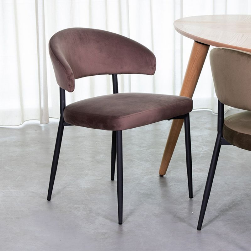 Eetkamerstoel Bliss 56x55x76 cm Taupe Fluweel | Zwart Metaal