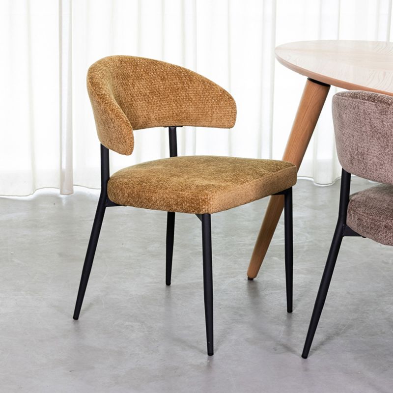 Eetkamerstoel Bliss 56x55x76 cm Mustard Elite | Zwart Metaal
