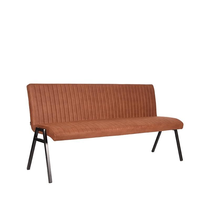 Eetkamerbank Matz 175x62x86 cm Cognac Microvezel | Zwart Metaal