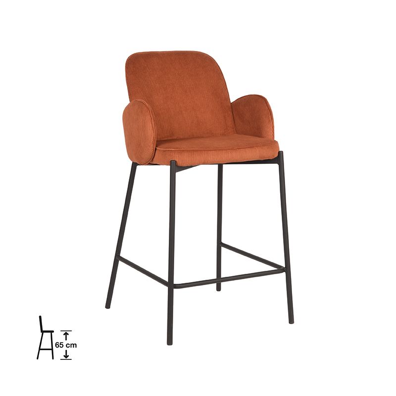 Barkruk Jari 51x53x94 cm Rust Ribcord | Zwart Metaal