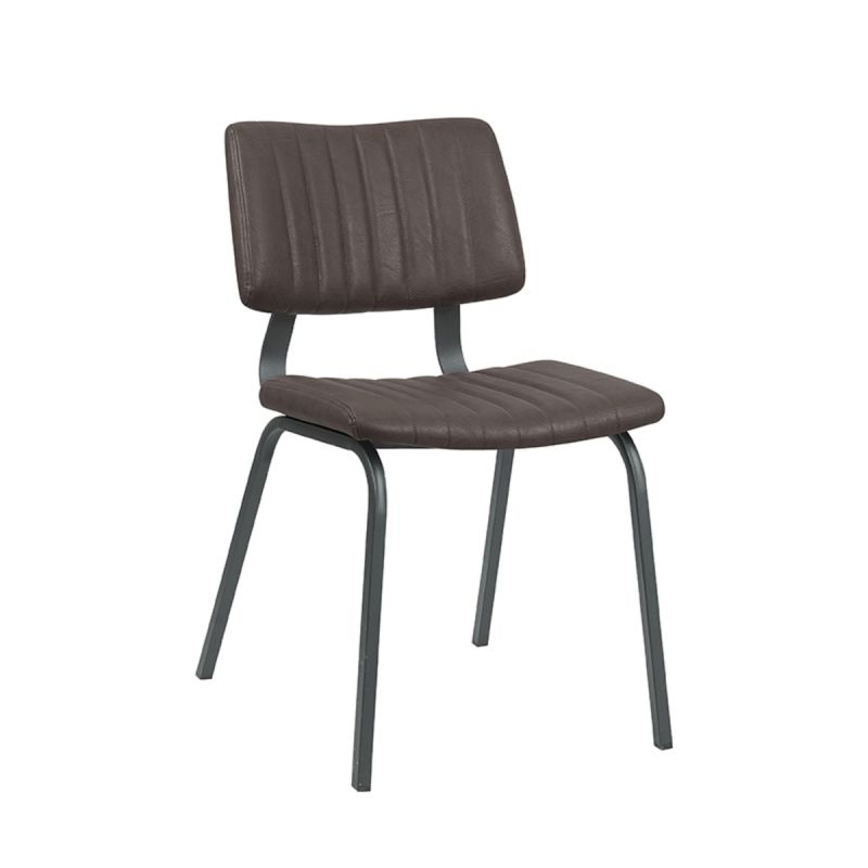 Eetkamerstoel Gusto 46x56x79 cm Donkerbruin Kunstleder | Zwart Metaal