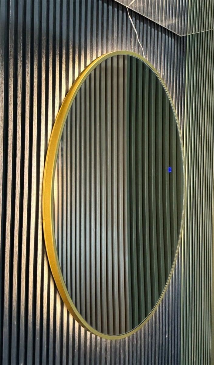 Spiegel met licht Lieke goud lijn 100x100