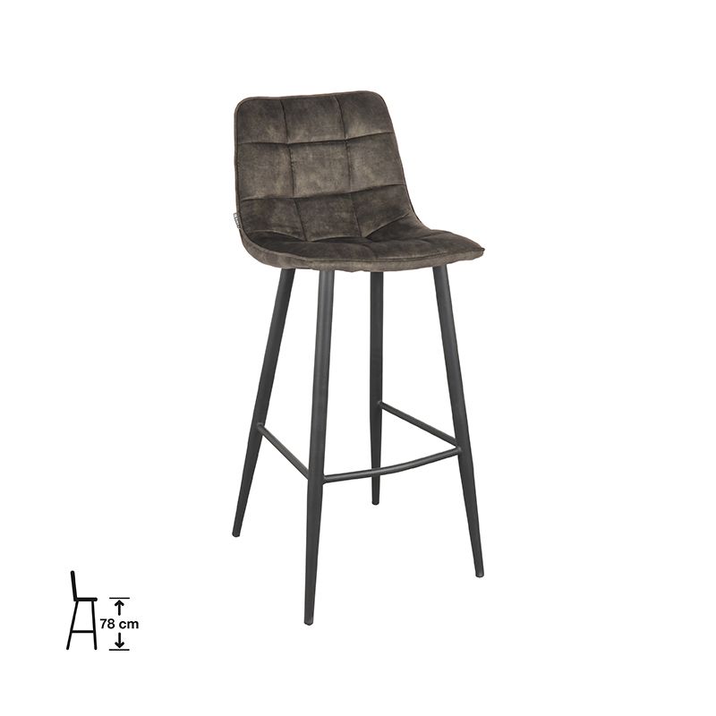 Barkruk Jelt 45x48x107 cm Hunter Velours | Zwart Metaal