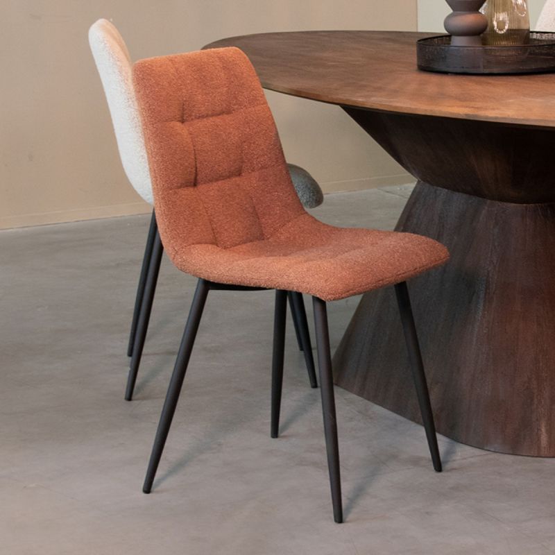 Eetkamerstoel Juul 54x45x89 cm Terra Boucle | Zwart Metaal