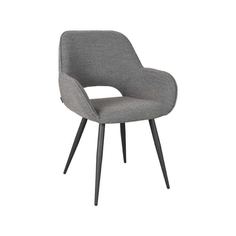 Eetkamerstoel Fer 58x57x87 cm Grijs Boucle | Zwart Metaal