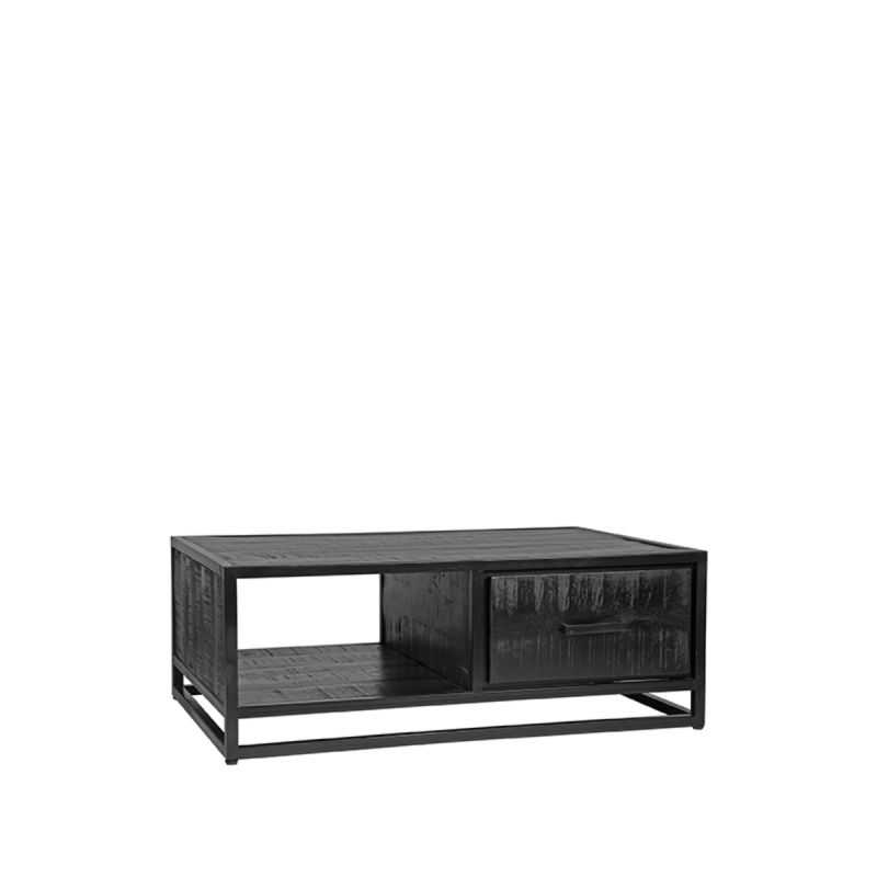 Salontafel Chili 110x70x40 cm Zwart Mangohout | Zwart Metaal