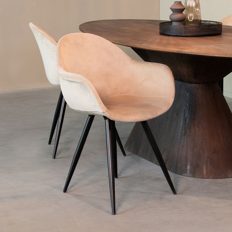 Eetkamerstoel Forli 60x58x83 cm Zand Fluweel | Zwart Metaal