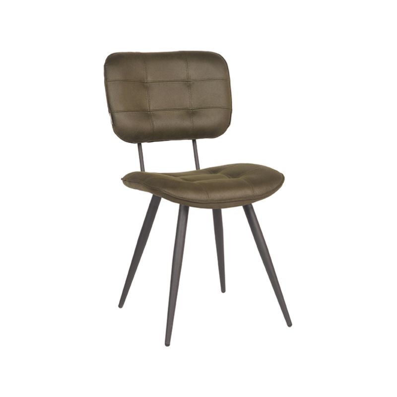 Eetkamerstoel Gus 49x60x87 cm Army Microvezel | Zwart Metaal