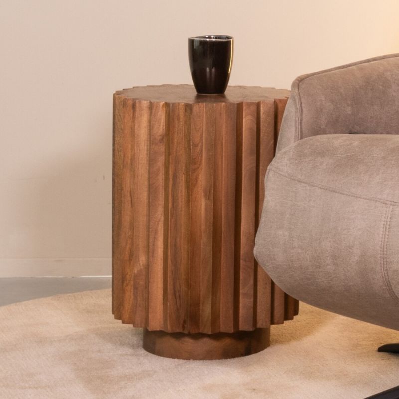Bijzettafel Novan 35x35x48 cm Nature Smooth Mangohout