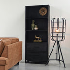 Boekenkast Chili 70x45x185 cm Zwart Mangohout | Zwart Metaal