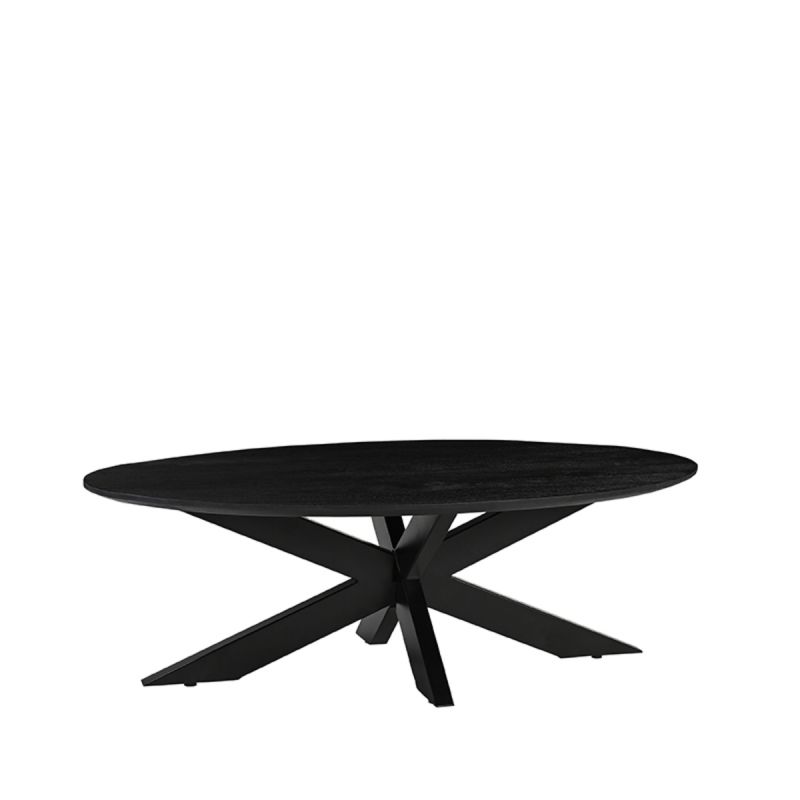 Salontafel James 130x70x43 cm Zwart Mangohout | Zwart Metaal