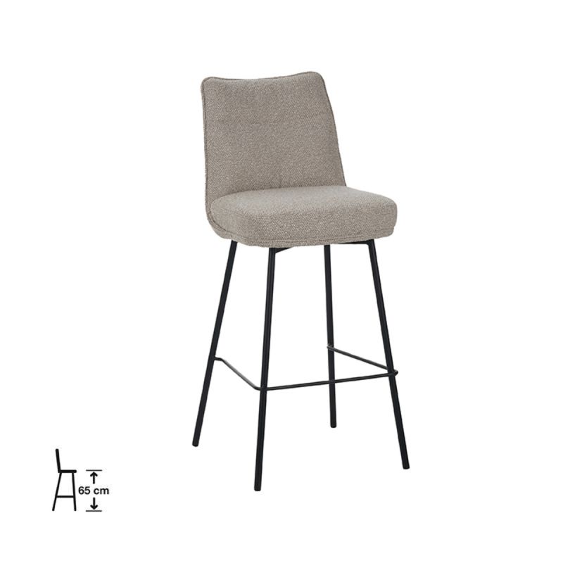 Barkruk Lennon 46x55x96 cm Naturel Royal Boucle | Zwart Metaal