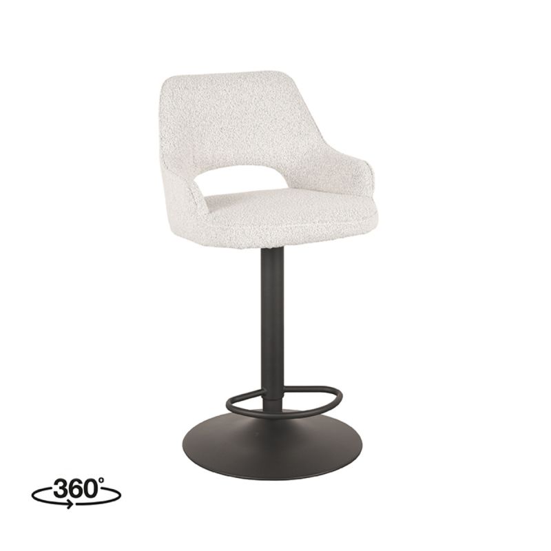 Barkruk Fer 50x52x90-110 cm Champagne Boucle | Zwart Metaal