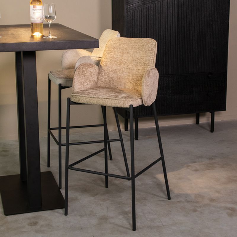 Barkruk Joni 51x53x107 cm Beige Elegance | Zwart Metaal