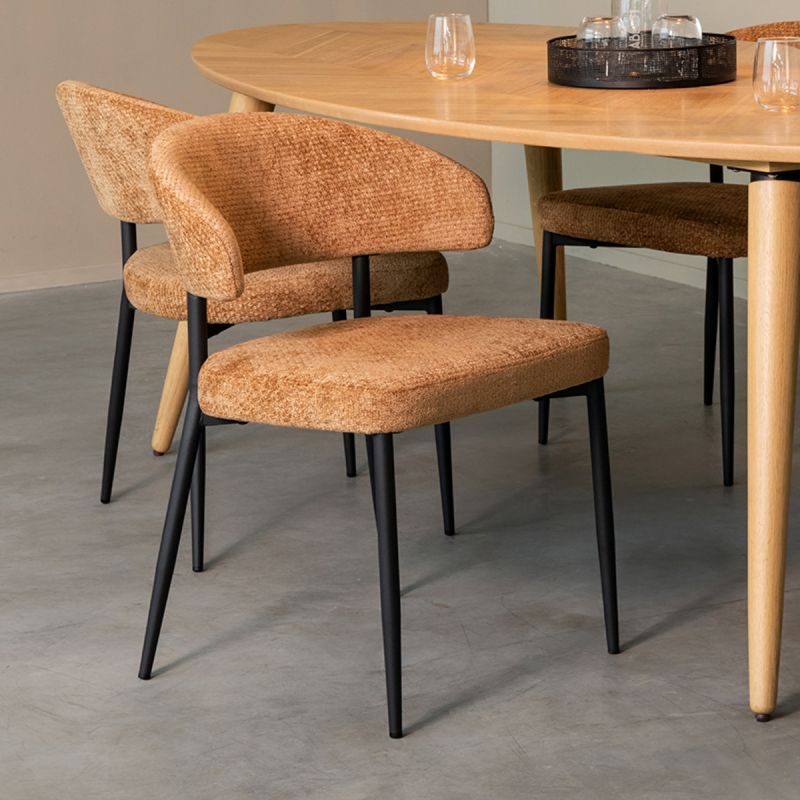 Eetkamerstoel Bliss 56x55x76 cm Cognac Elite | Zwart Metaal
