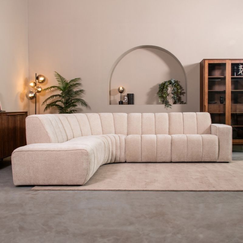 Hoekbank Vitoro Links 302x253x82 cm - Naturel Elite | Zwart Hout