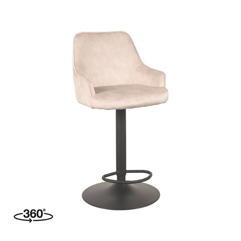 Barkruk Fender 50x52x90-110 cm Naturel Velours | Zwart Metaal