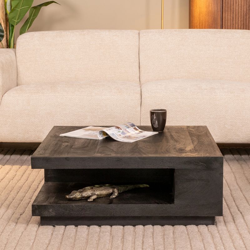 Salontafel Square 80x80x30 cm Zwart Mangohout