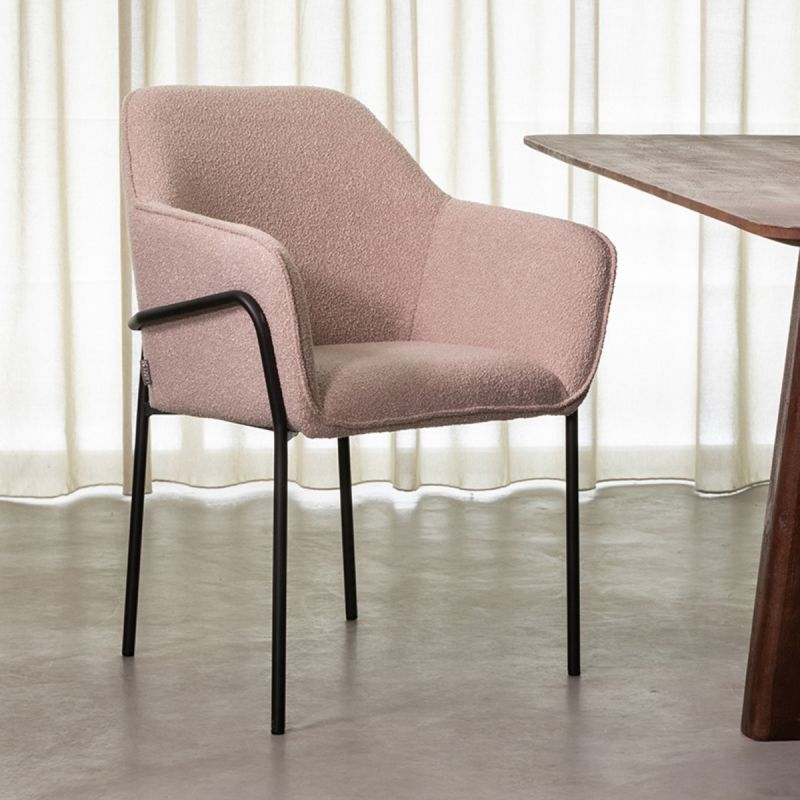 Eetkamerstoel Dexter 66x62x85 cm Naturel Boucle | Zwart Metaal