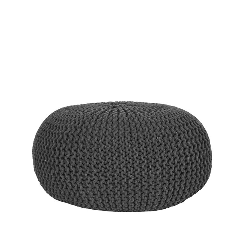 Poef Gebreid 70x70x35 cm| L Antraciet Katoen