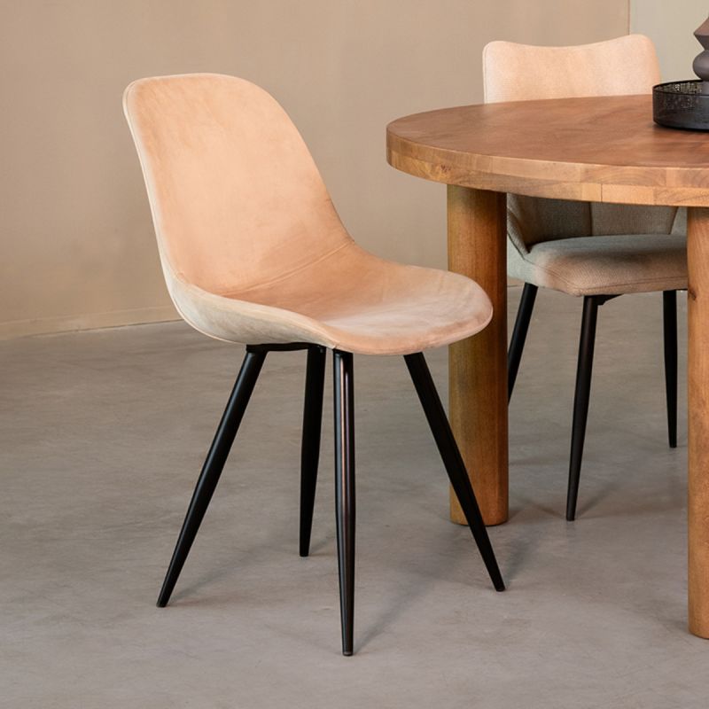 Eetkamerstoel Capri 46x56x88 cm Zand Fluweel | Zwart Metaal