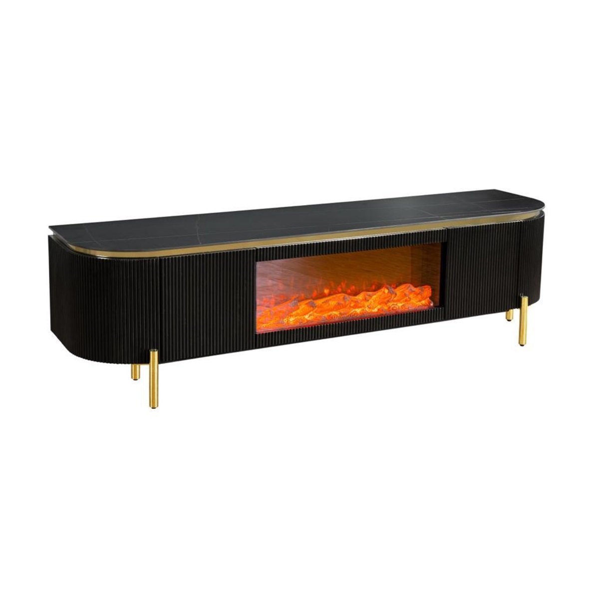 QUA TT BLACK/GOLD FIREPLACE 200X50X55 BLACK/GOLD CERAMIC