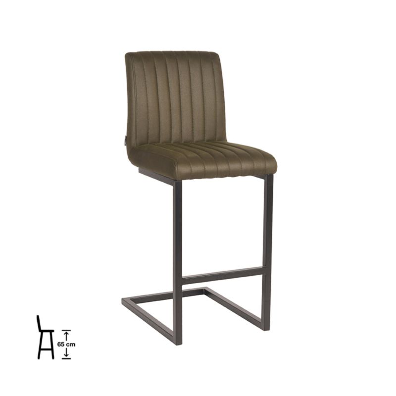 Barkruk Milo 41x53x100 cm Army Microvezel | Zwart Metaal