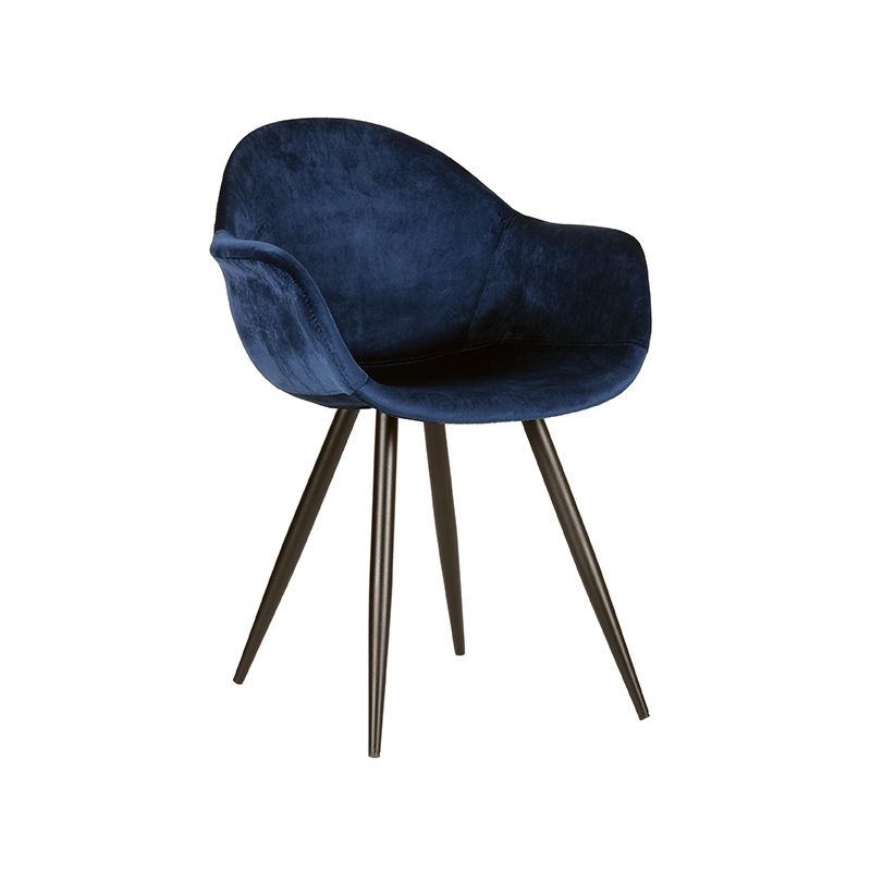 Eetkamerstoel Forli 60x58x83 cm Blauw Fluweel | Zwart Metaal