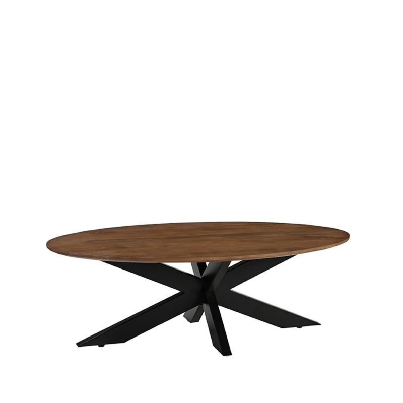 Salontafel James 130x70x43 cm Nature Smooth Mangohout | Zwart Metaal