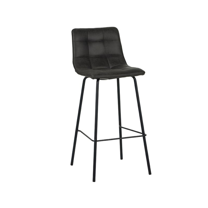 Barkruk Bistro 44x51x105 cm Antraciet Micro Suede | Zwart Metaal