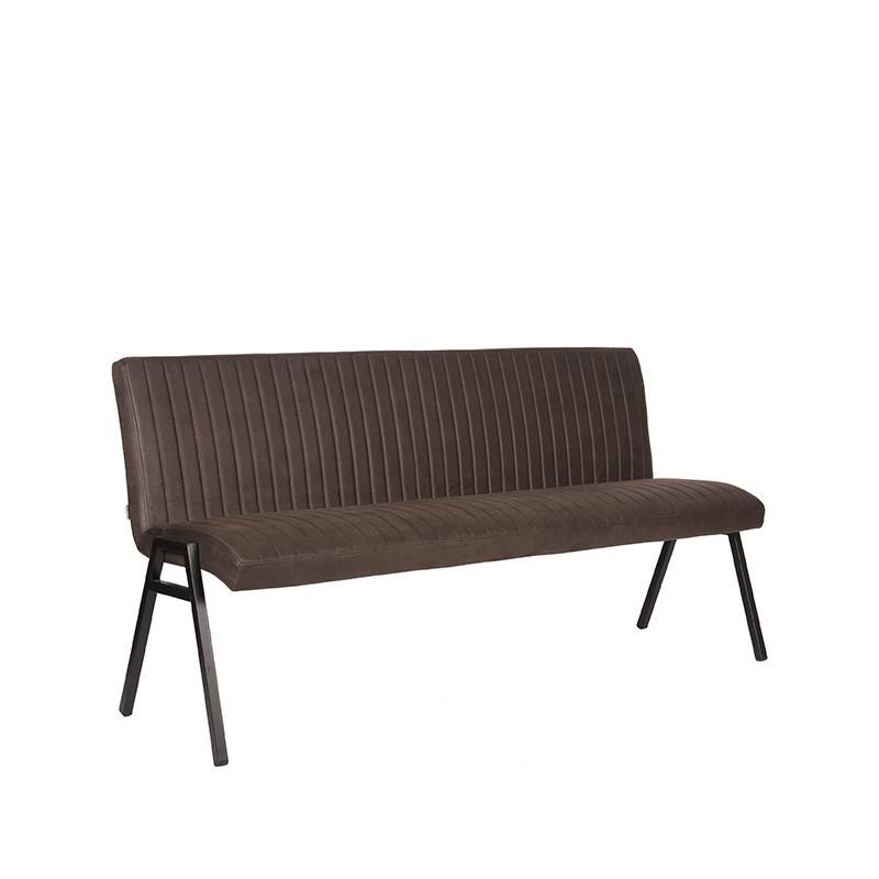 Eetkamerbank Matz 175x62x86 cm Antraciet Microvezel | Zwart Metaal
