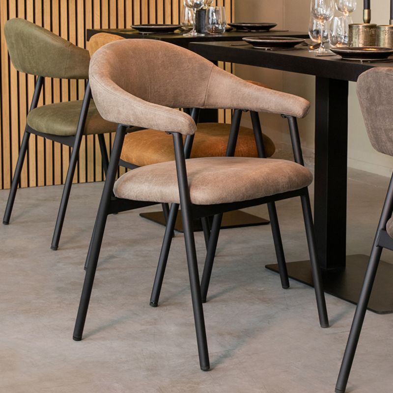 Eetkamerstoel Amaze 54x54x80 cm Taupe Micro Suede | Zwart Metaal
