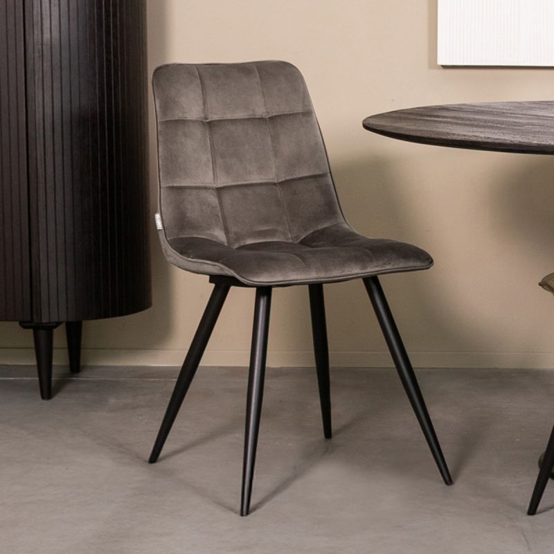 Eetkamerstoel Bistro 46x59x86 cm Taupe Fluweel | Zwart Metaal
