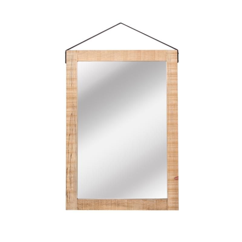 Spiegel 70x2x100 cm| XL Naturel Mangohout | Cognac Leder