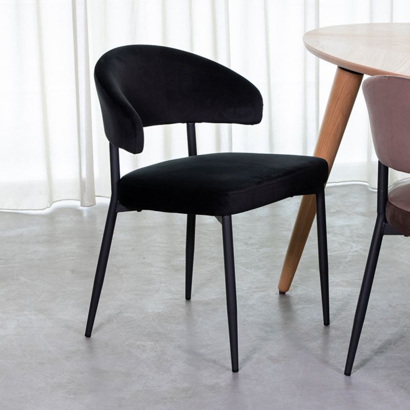 Eetkamerstoel Bliss 56x55x76 cm Zwart Fluweel | Zwart Metaal